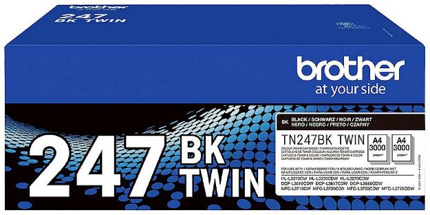 Picture of Brother Black Toner Cartridge Twin Pack 2 x 3k pages (Pack 2) - TN247BK