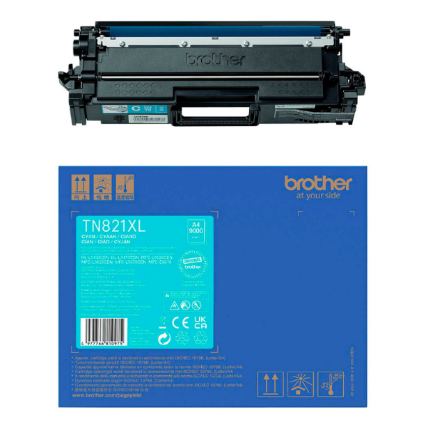 Picture of Brother Cyan High Yield Toner Cartridge 9K pages - TN821XLC