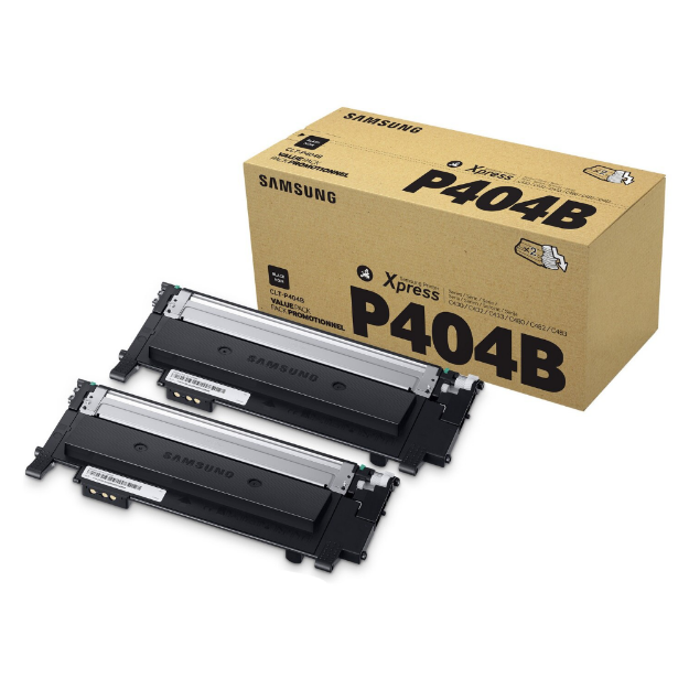 Picture of Samsung CLTP404B Black Standard Capacity Toner Cartridge Twinpack 2 x 1.5K pages (Pack 2) - SU364A