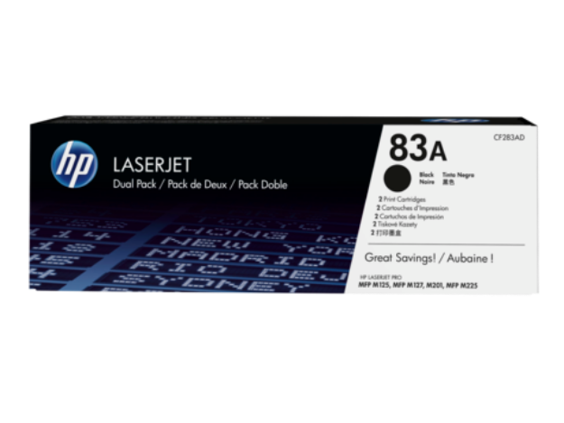 Picture of HP 83A Standard Capacity Black Toner Cartridge Twinpack - CF283AD