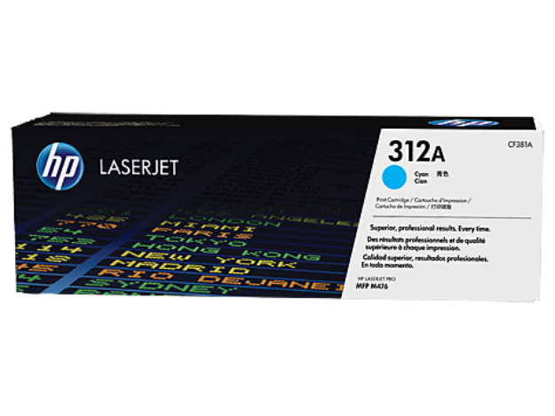 Picture of HP 312A Standard Capacity Cyan Toner Cartridge - CF381A