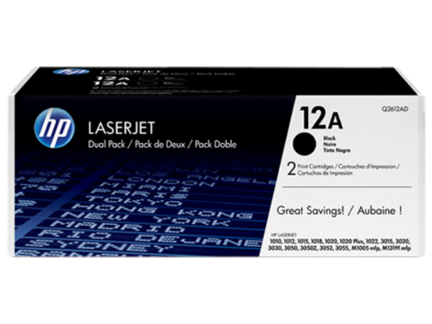 Picture of HP 12A Black Standard Capacity Toner Twinpack 2 x 2K pages (Pack 2) - Q2612AD