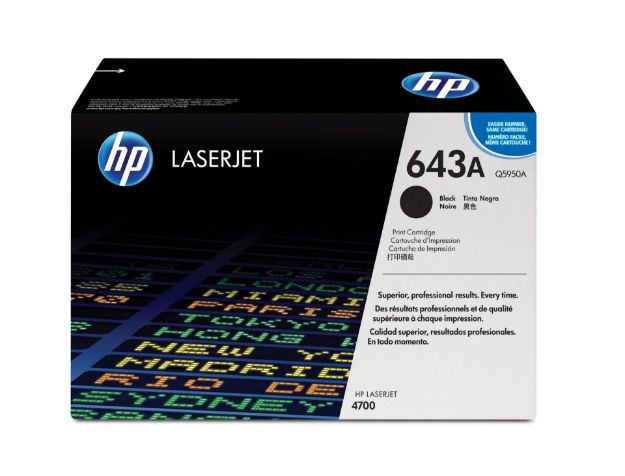 Picture of HP 643A Standard Capacity Black Toner Cartridge 11K pages for HP Color LaserJet 4700 - Q5950A