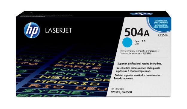 Picture of HP 504A Cyan Standard Capacity Toner 7K pages for HP Color LaserJet CM3530/CP3525 - CE251A