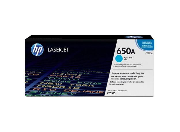 Picture of HP 650A Cyan Standard Capacity Toner 15K pages for HP Color LaserJet Enterprise M750/CP5525 - CE271A