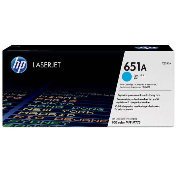 Picture of HP 651A Cyan Standard Capacity Toner 16K pages for HP LaserJet Enterprise M775 - CE341A