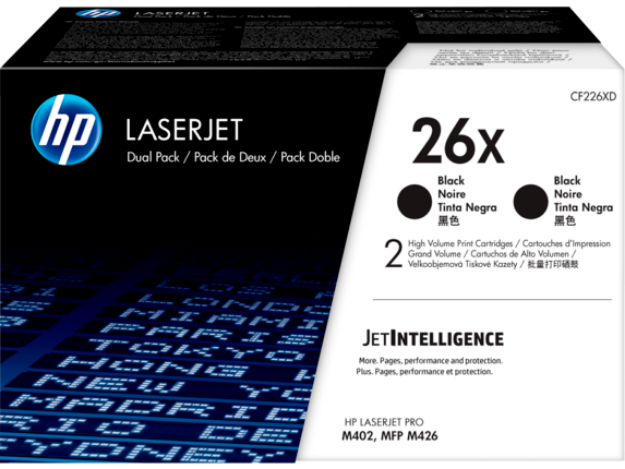 Picture of HP 26X High Capacity Black Toner Cartridge Twinpack - CF226XD