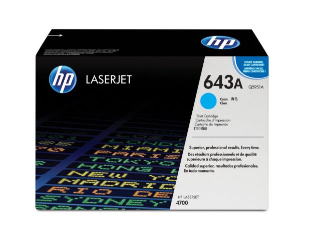 Picture of HP 643A Standard Capacity Cyan Toner Cartridge 10K pages for HP Color LaserJet 4700 - Q5951A