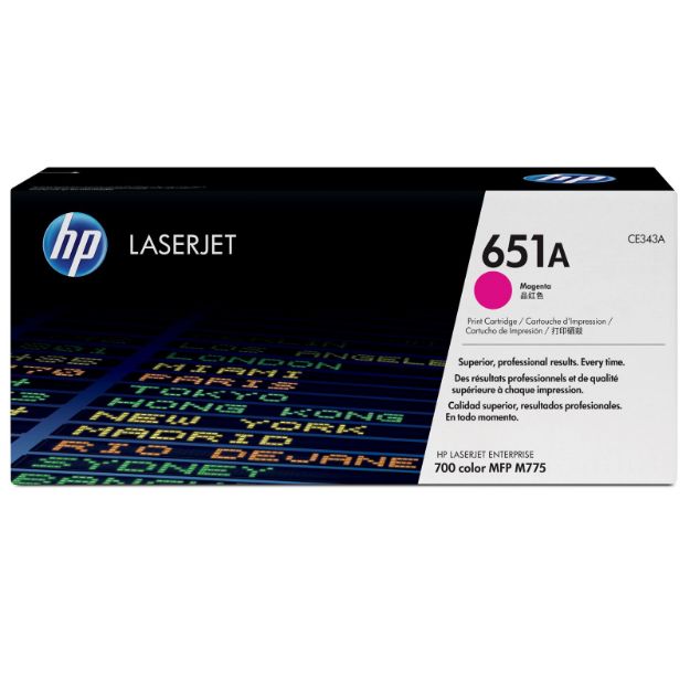 Picture of HP 651A Magenta Standard Capacity Toner 16K pages for HP LaserJet Enterprise M775 - CE343A