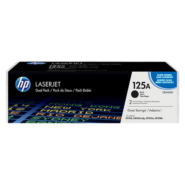 Picture of HP 125A Black Standard Capacity Toner Twinpack - CB540AD