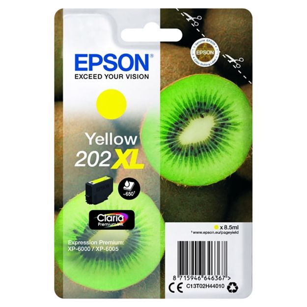 Picture of Epson 202XL Kiwi High Capacity Yellow  Ink Cartridge - C13T02H44010