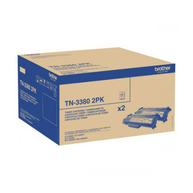 Picture of Brother Black Toner Cartridge Twinpack 2 x 8k pages (Pack 2) - TN3380