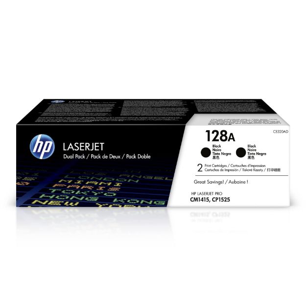 Picture of HP 128A Standard Capacity Black Twinpack Toner Cartridges - CE320AD