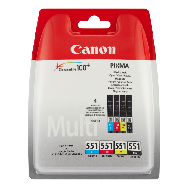 Picture of Canon CLI-551 BK/C/M/Y Ink Cartridge Multipack (4 Pack)